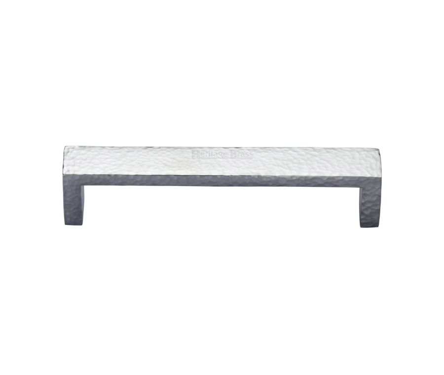 Heritage Brass Satin Chrome Hammered Wide Metro Cabinet Pull Handle 192mm