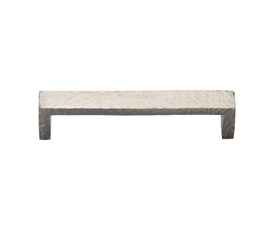 Heritage Brass Satin Nickel Hammered Wide Metro Cabinet Pull Handle 192mm