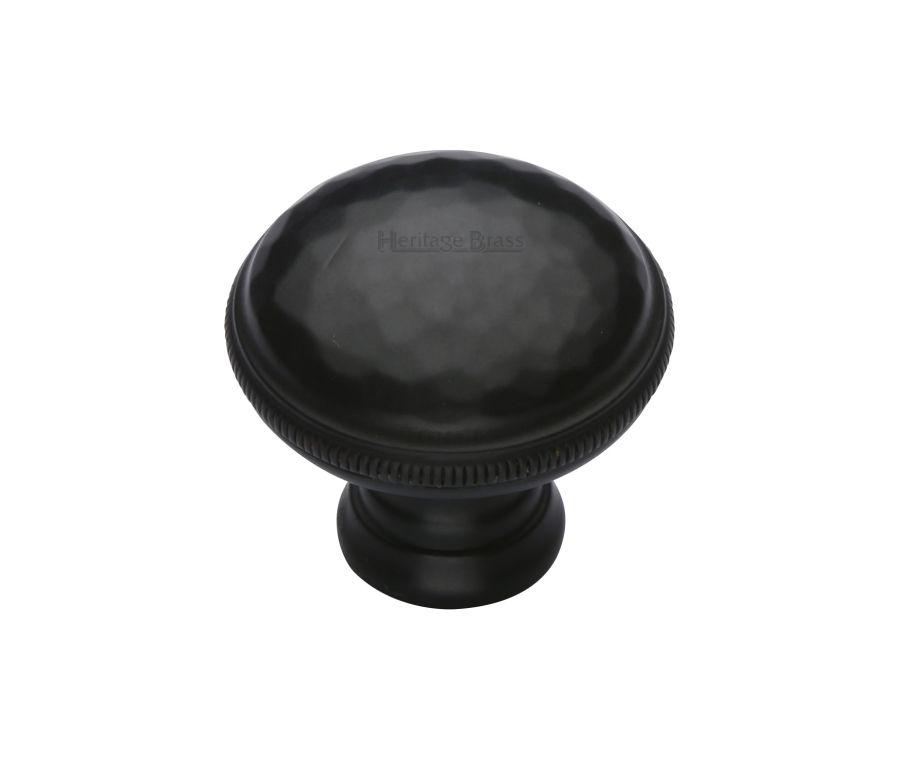 Heritage Brass Matt Black Diamond Cut Cabinet Knob. 32mm