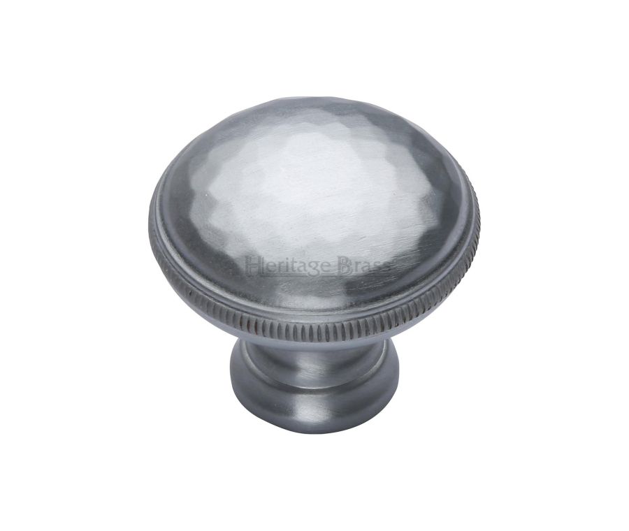 Heritage Brass Satin Chrome Diamond Cut Cabinet Knob. 32mm