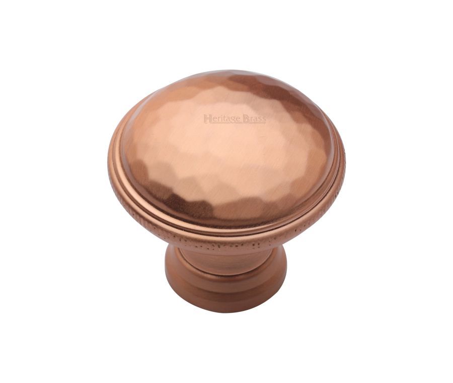 Heritage Brass Satin Rose Gold Diamond Cut Cabinet Knob. 32mm