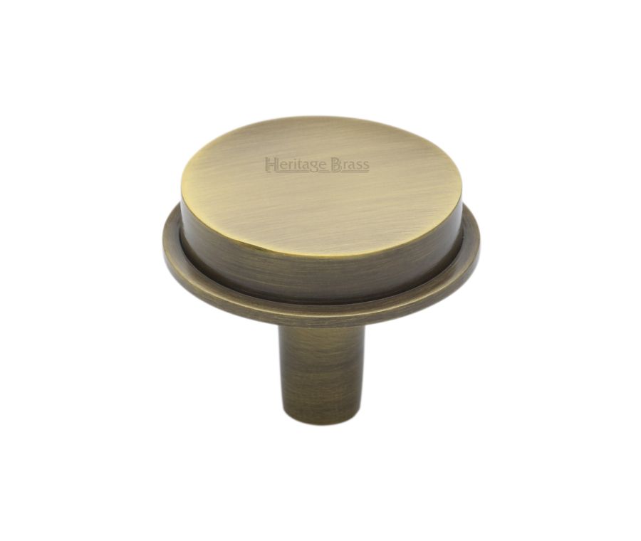 Heritage Brass Antique Brass Flat Round Knob 32mm