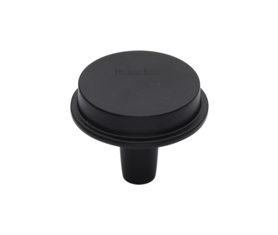 Heritage Brass Matt Black Flat Round Knob 32mm