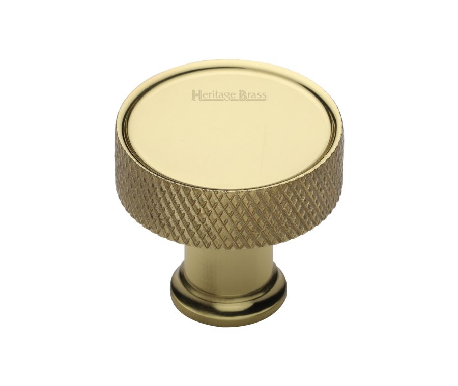 Heritage Brass Polished Brass Florence Knurled Cabinet Knob 32mm