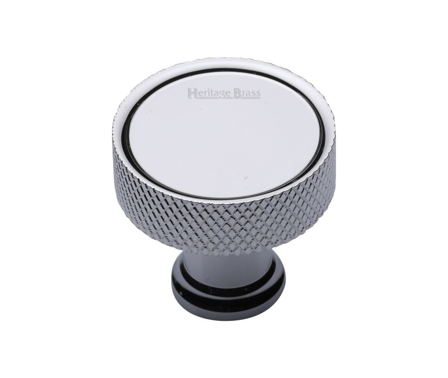 Heritage Brass Polished Chrome Florence Knurled Cabinet Knob 32mm