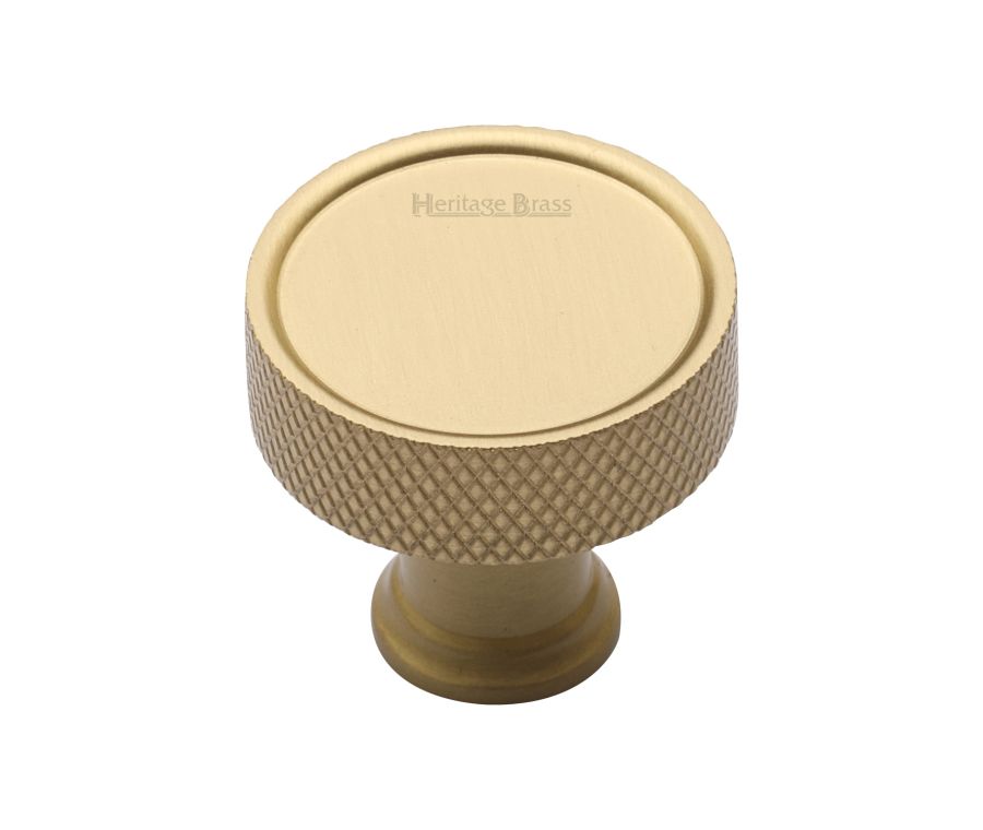 Heritage Brass Satin Brass Florence Knurled Cabinet Knob 32mm