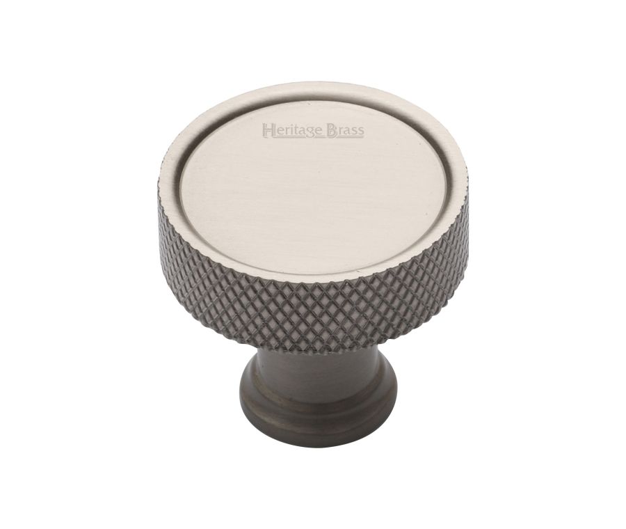 Heritage Brass Satin Nickel Florence Knurled Cabinet Knob 32mm