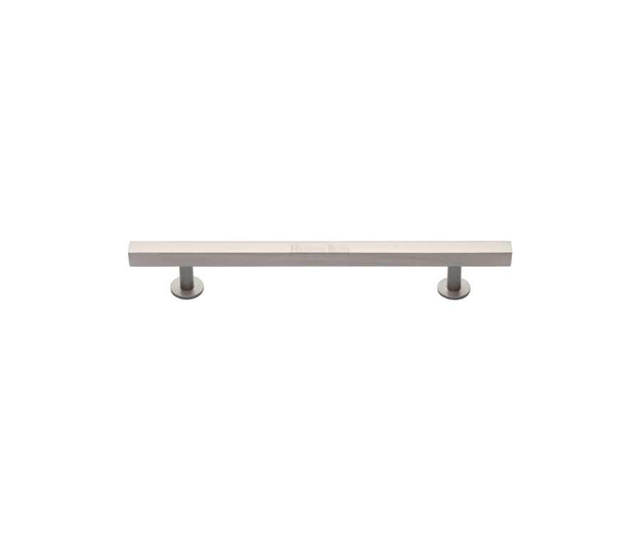 Heritage Brass Satin Nickel Offset Square Cabinet Pull 128mm