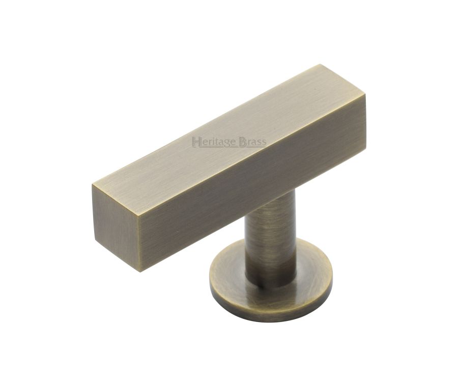 Heritage Brass Antique Brass Offset Square Cabinet Knob 44mm