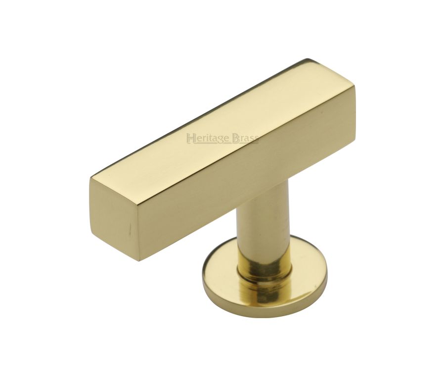 Heritage Brass Polished Brass Offset Square Cabinet Knob 44mm