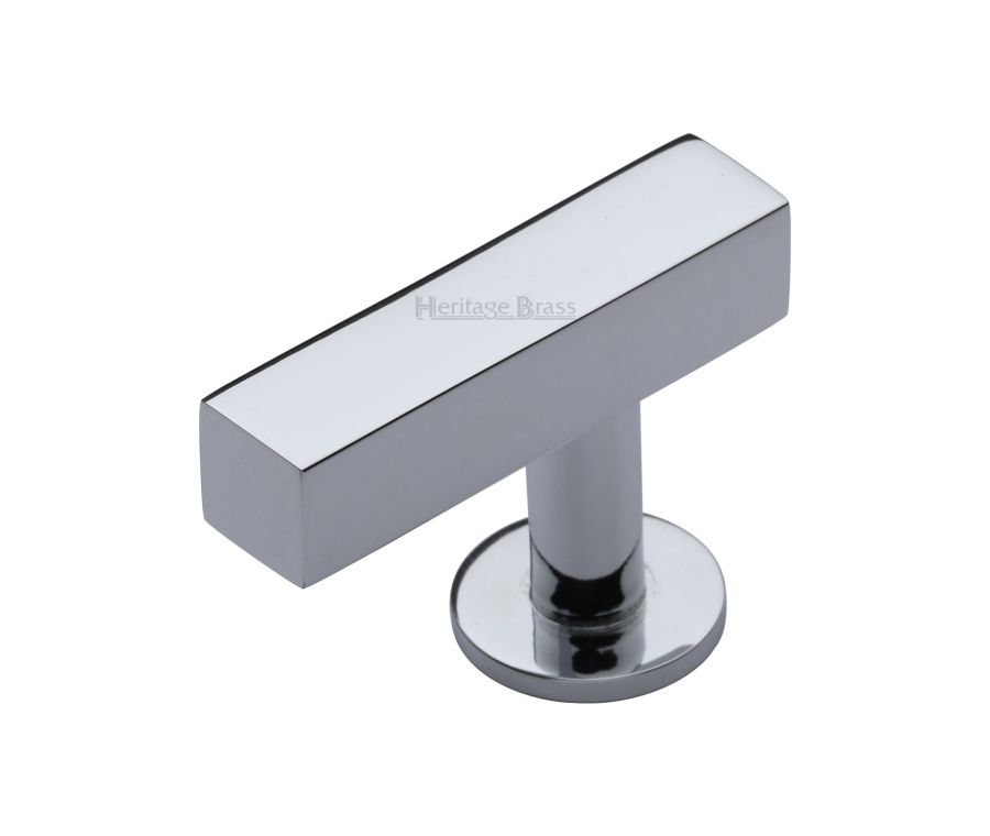 Heritage Brass Polished Chrome Offset Square Cabinet Knob 44mm