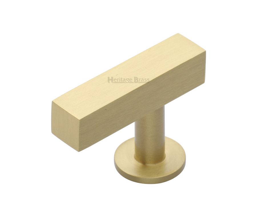 Heritage Brass Satin Brass Offset Square Cabinet Knob 44mm