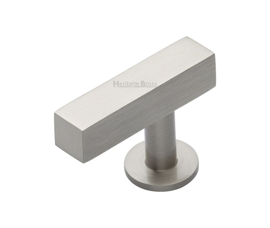 Heritage Brass Satin Nickel Offset Square Cabinet Knob 44mm