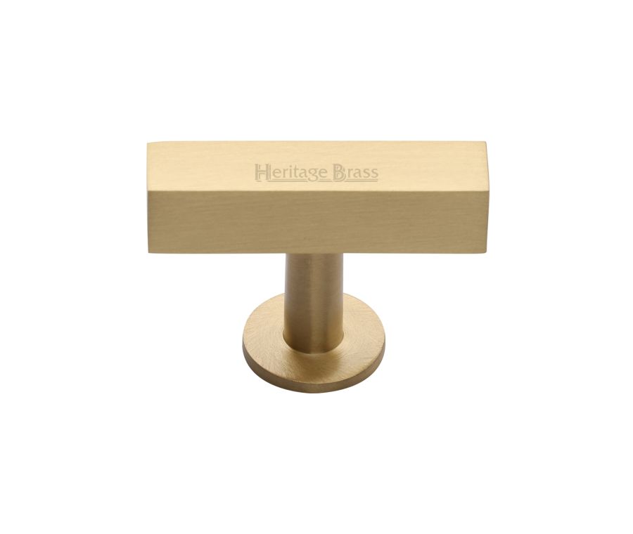 Heritage Brass Satin Brass Symmetrical Square Cabinet Knob 44mm