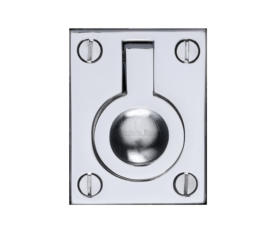 Heritage Brass Polished Chrome Flush Ring Cabinet Pull 38mm
