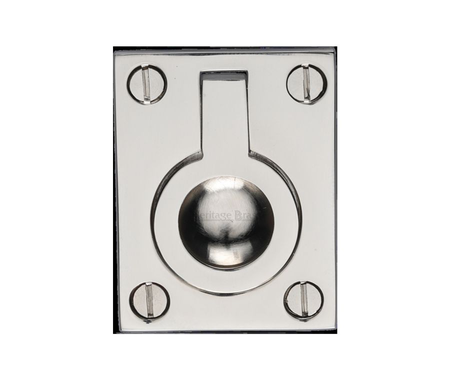 Heritage Brass Polished Nickel Finish Flush Ring Cabinet Pull 38mm