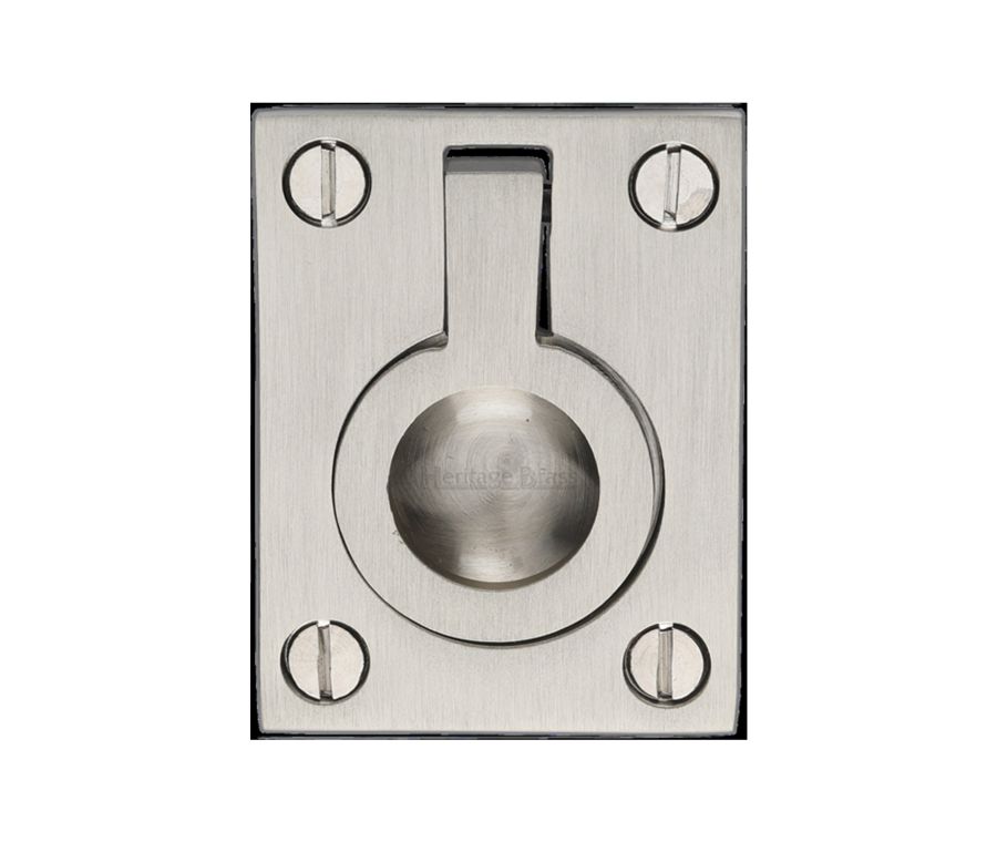 Heritage Brass Satin Nickel Flush Ring Cabinet Pull 38mm