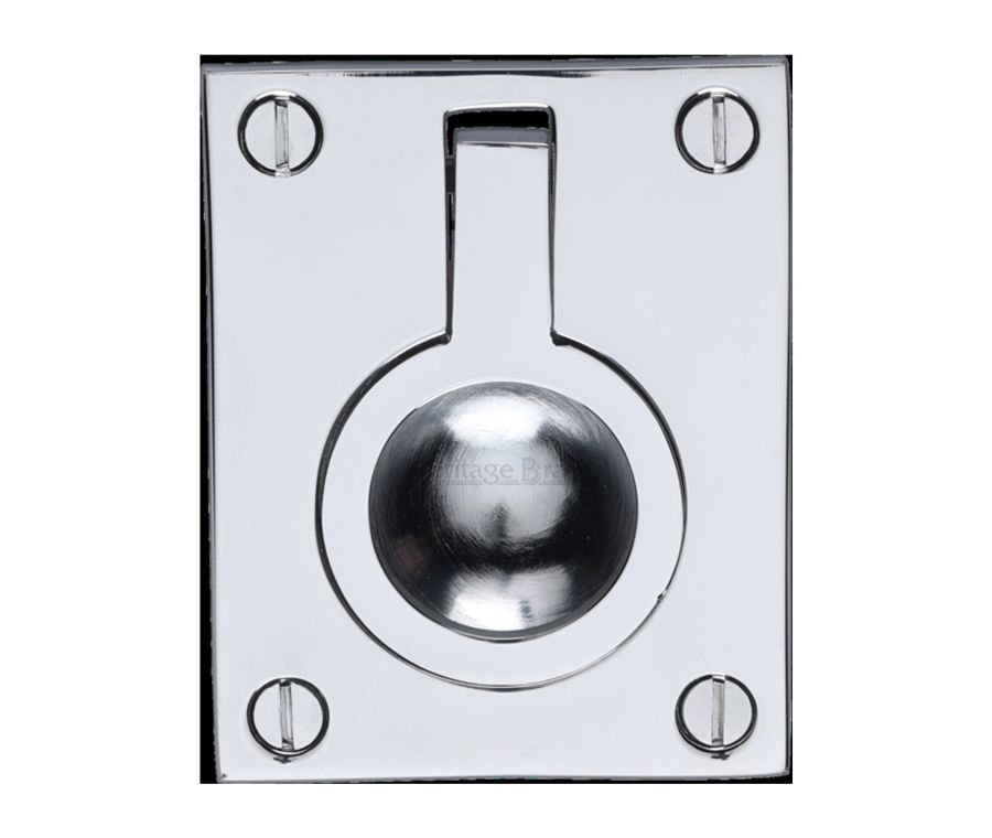 Heritage Brass Polished Chrome Flush Ring Cabinet Pull 50mm