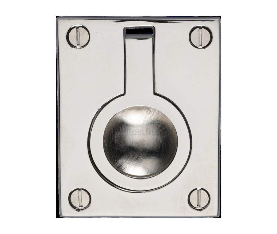 Heritage Brass Polished Nickel Finish Flush Ring Cabinet Pull 50mm