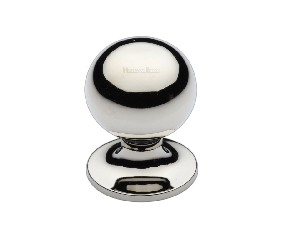 Heritage Brass Polished Nickel Finish Ball Cabinet Knob 25mm