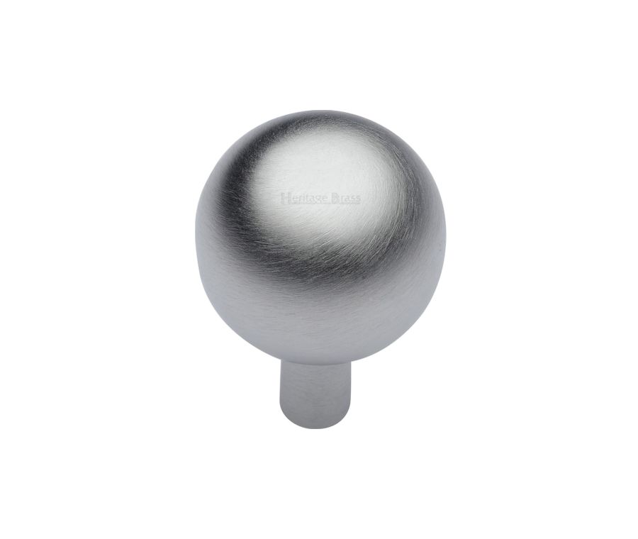 Heritage Brass Satin Chrome Sphere Cabinet Knob 22mm
