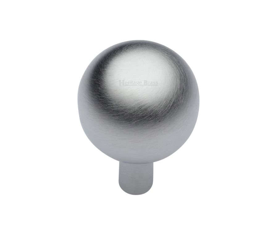 Heritage Brass Satin Chrome Sphere Cabinet Knob 28mm
