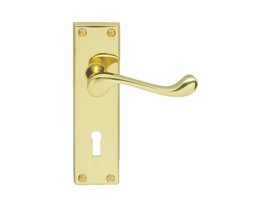 Polished Brass Victorian Scroll Standard Lever Lock| CBS54
