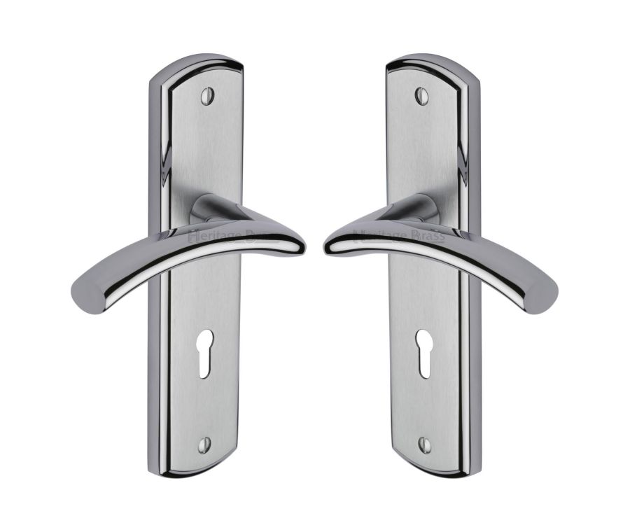 Heritage Brass Apollo Finish Centaur Door Handle on Plate - Lever Lock