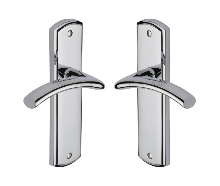 Heritage Brass Polished Chrome Centaur Door Handle on Plate - Lever Latch