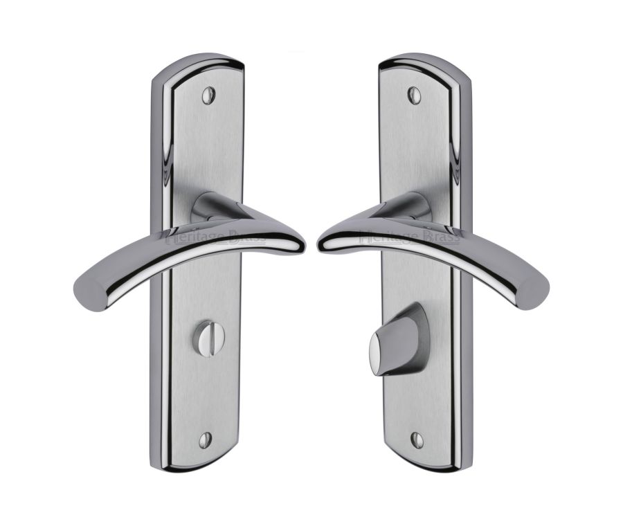 Heritage Brass Apollo Finish Centaur Door Handle on Plate - Bathroom Set