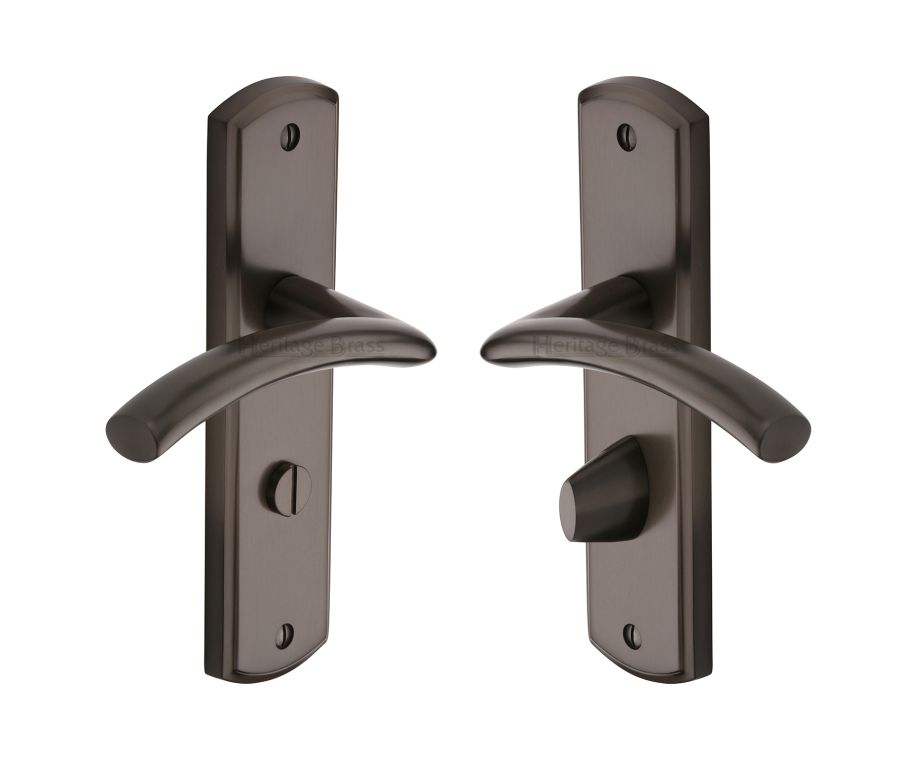 Heritage Brass Matt Bronze Centaur Door Handle on Plate - Bathroom Set