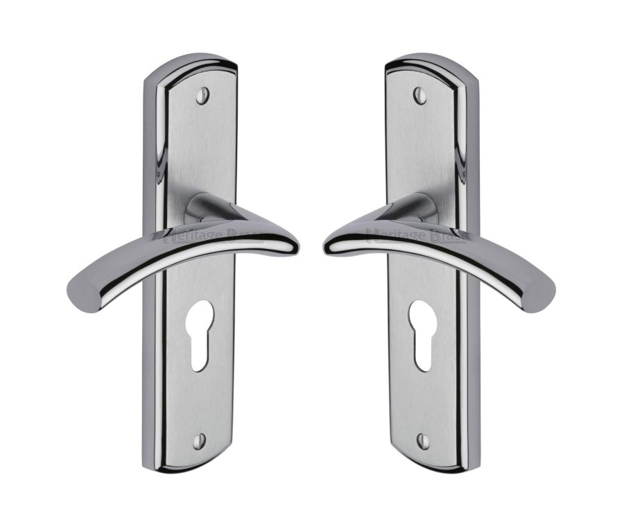 Heritage Brass Apollo Finish Centaur Door Handle on Plate - Euro Profile
