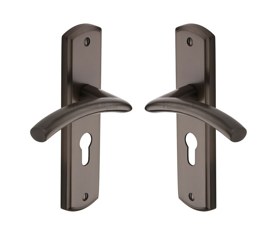 Heritage Brass Matt Bronze Centaur Door Handle on Plate - Euro Profile