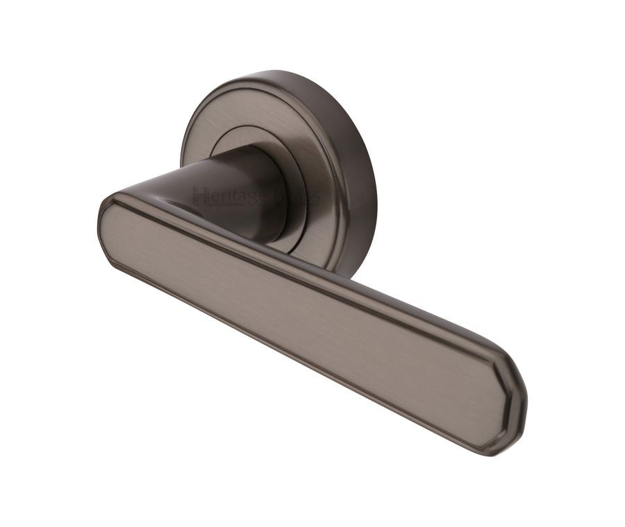 Matt Bronze Century Door Handle on Round Rose