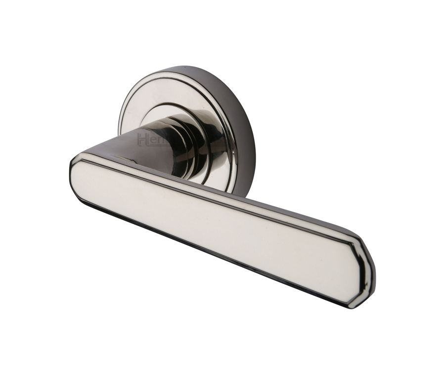 Polished Nickel Finish Century Door Handle on Round Rose