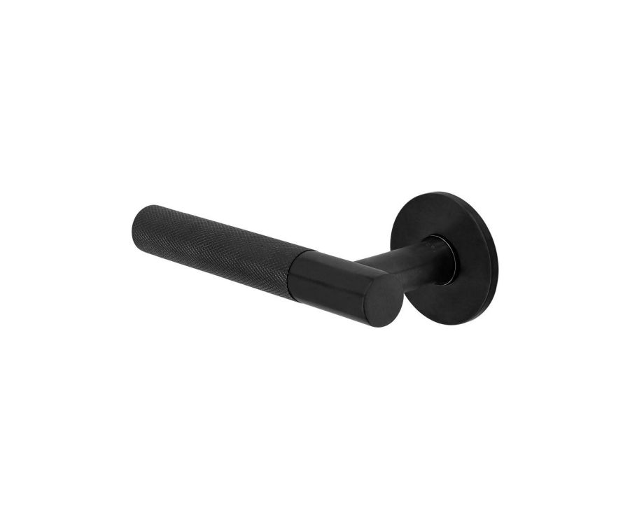Pair Knurled Lever Handle on Rose Satin Vapour Black | CH980.SVB
