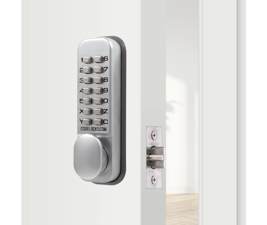 Codelocks CL155 Silver Grey Mechanical Dual Backplate Digital Mortice Latch