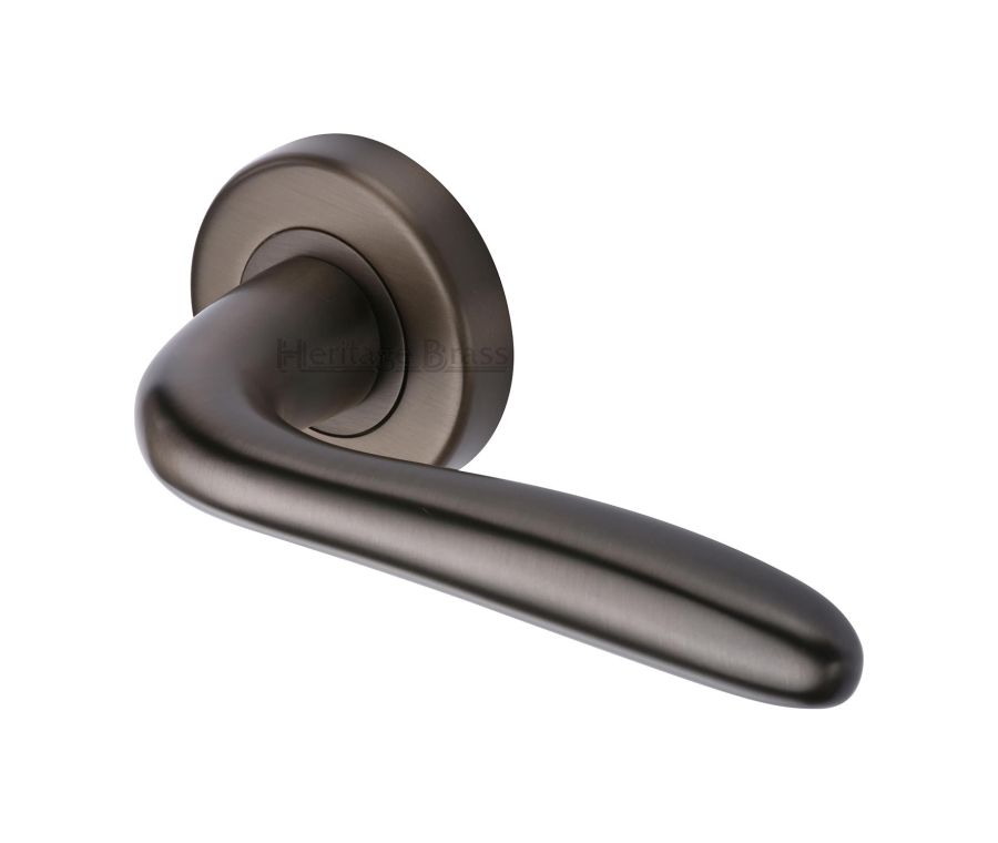Matt Bronze Columbus Door Handle on Round Rose