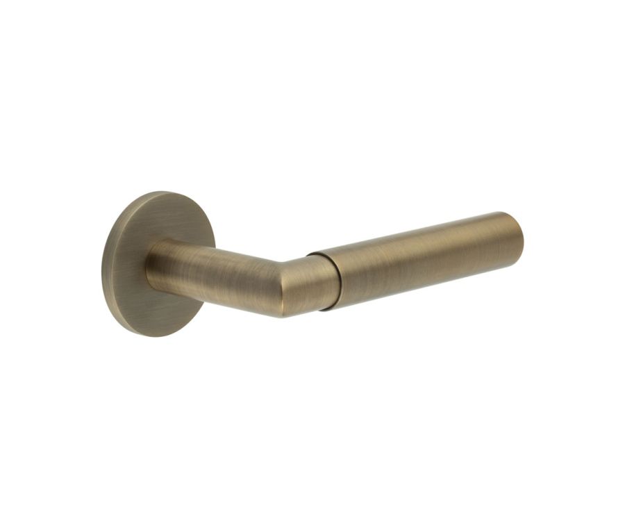 CR-102 Antique Brass Sprung Round Rose Door Handle