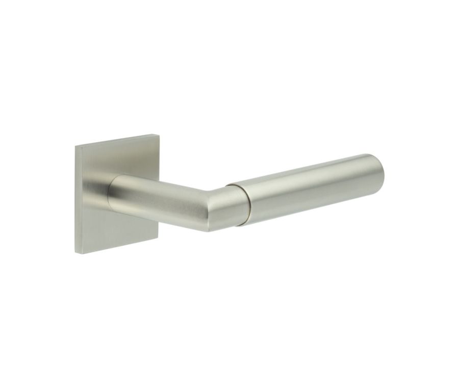 CR-102 Satin Stainless Steel Sprung Square Rose Door Handle