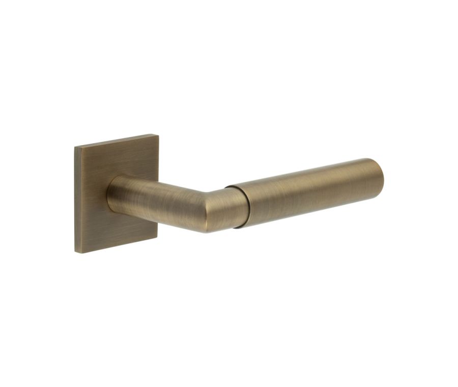 CR-102 Antique Brass Unsprung Square Rose Door Handle