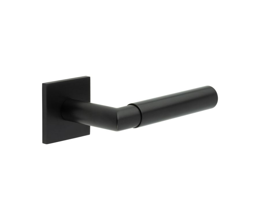 CR-102 Black Unsprung Square Rose Door Handle