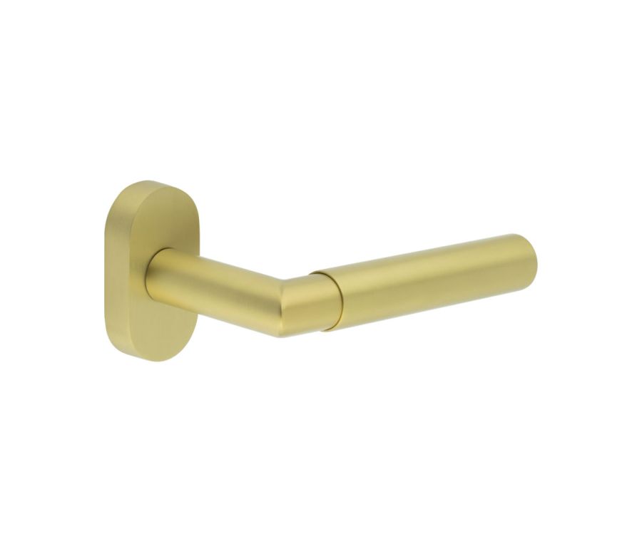 CR-102 Satin Brass Multi Point Oval Rose Door Handle