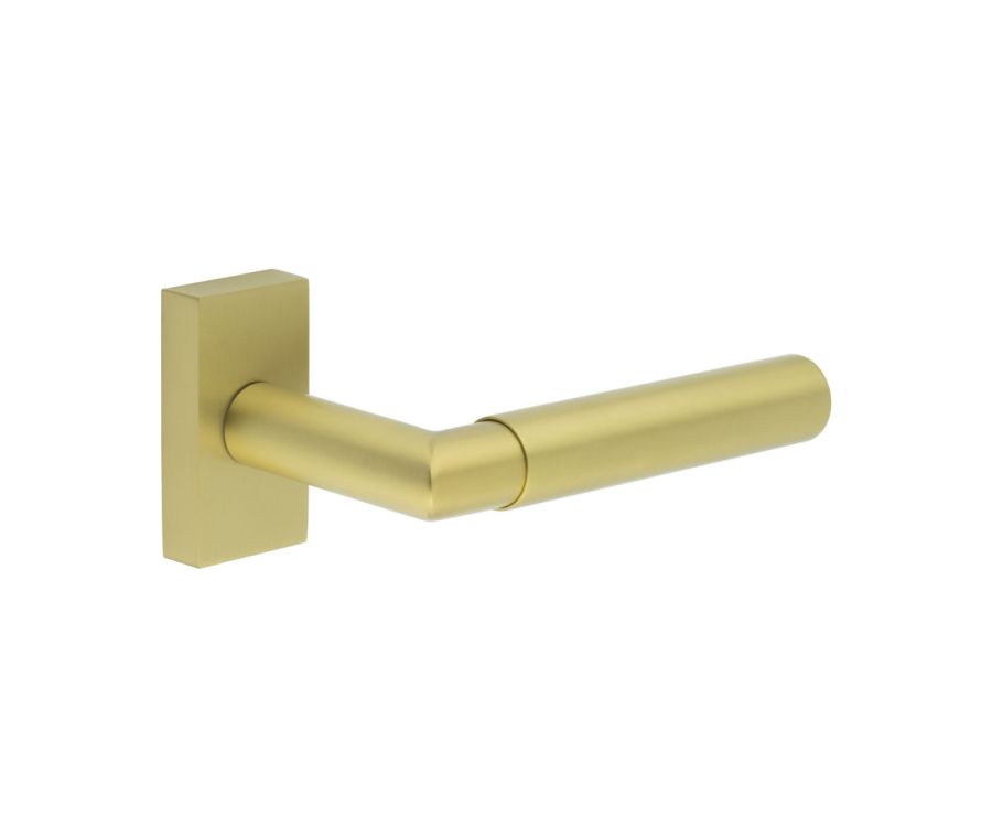 CR-102 Satin Brass Multi Point Rectangular Rose Door Handle