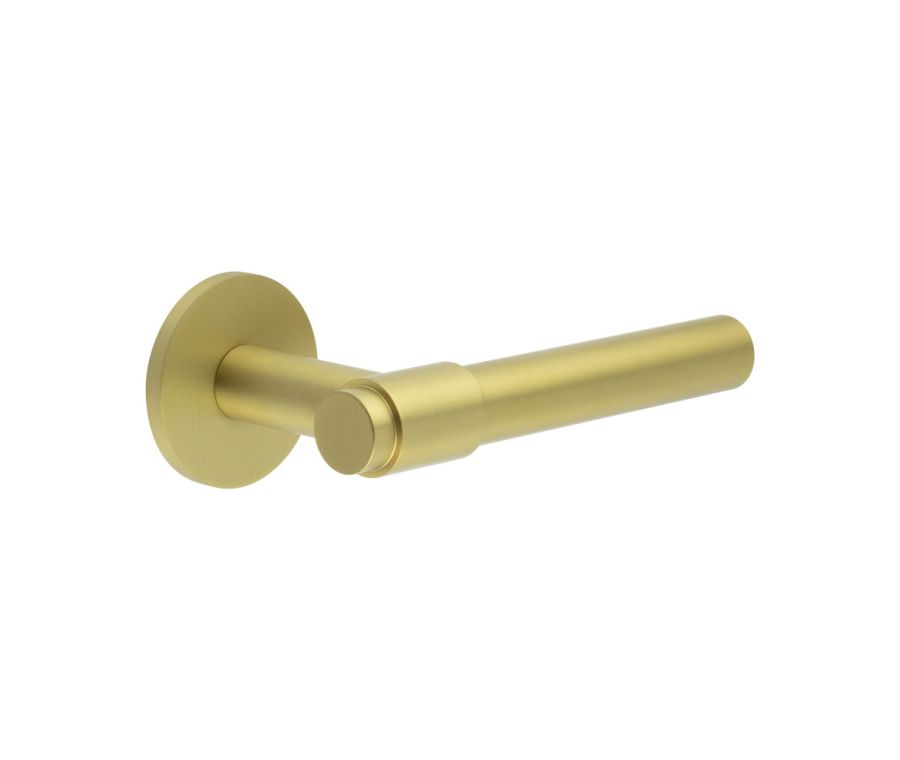 CR-103 Satin Brass Unsprung Round Rose Door Handle