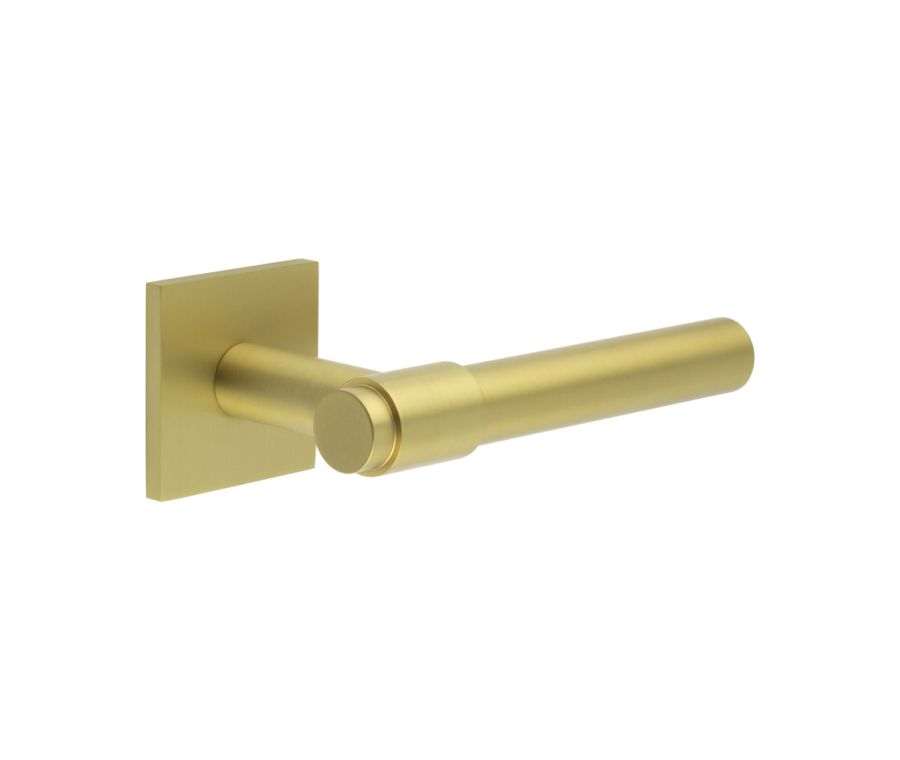 CR-103 Satin Brass Sprung Square Rose Door Handle