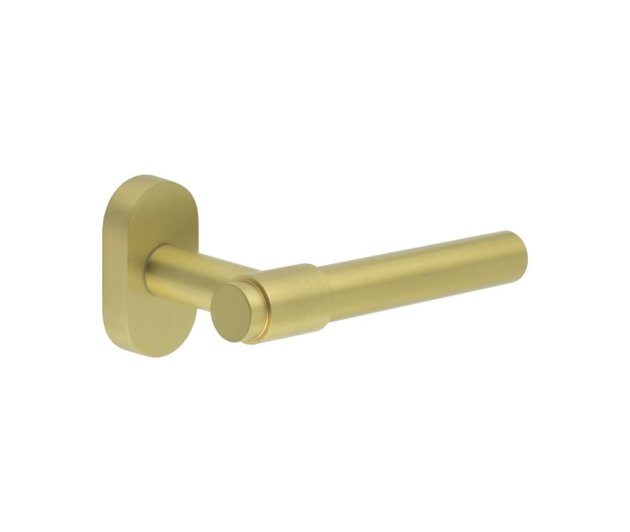 CR-103 Satin Brass Multi Point Oval Rose Door Handle