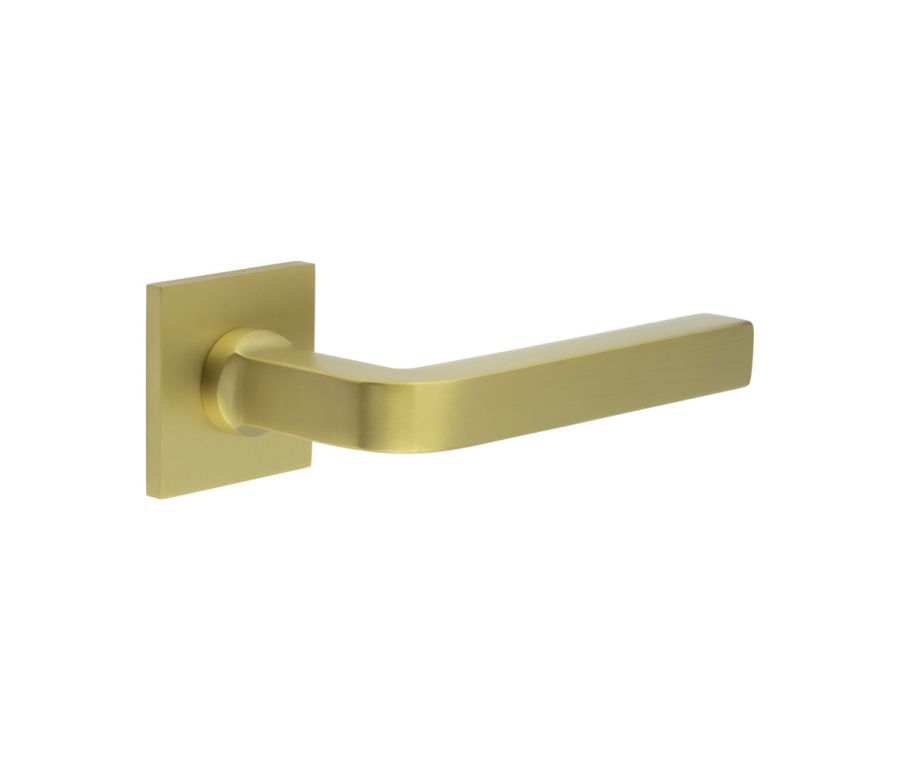CR-104 Satin Brass Sprung Square Rose Door Handle
