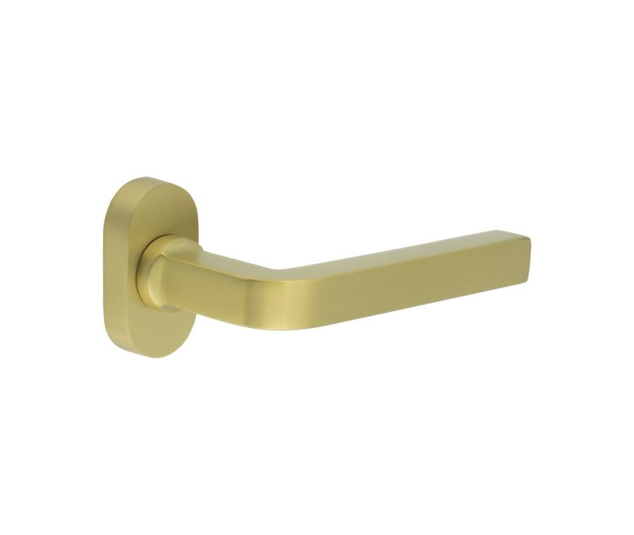 CR-104 Satin Brass Multi Point Oval Rose Door Handle