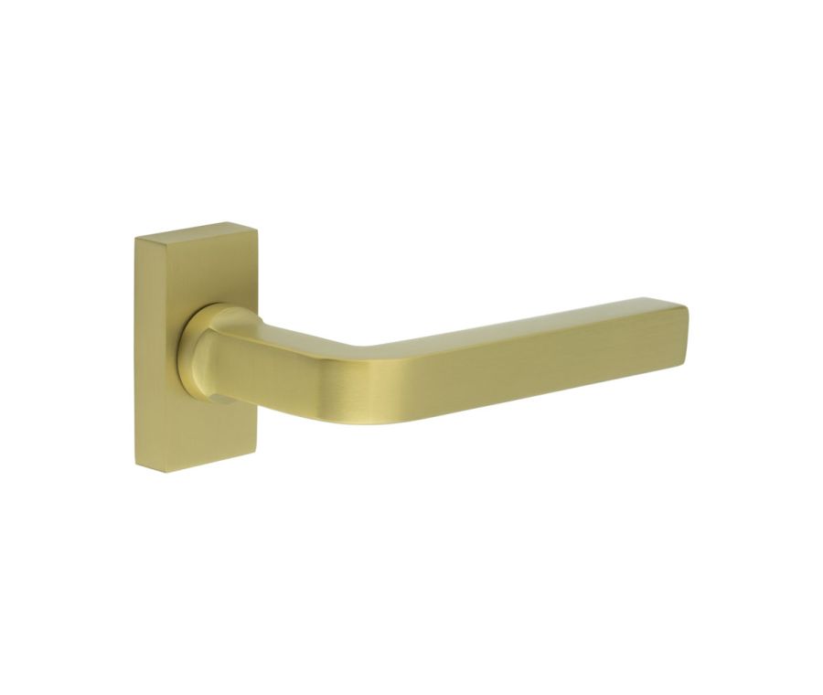 CR-104 Satin Brass Multi Point Rectangular Rose Door Handle